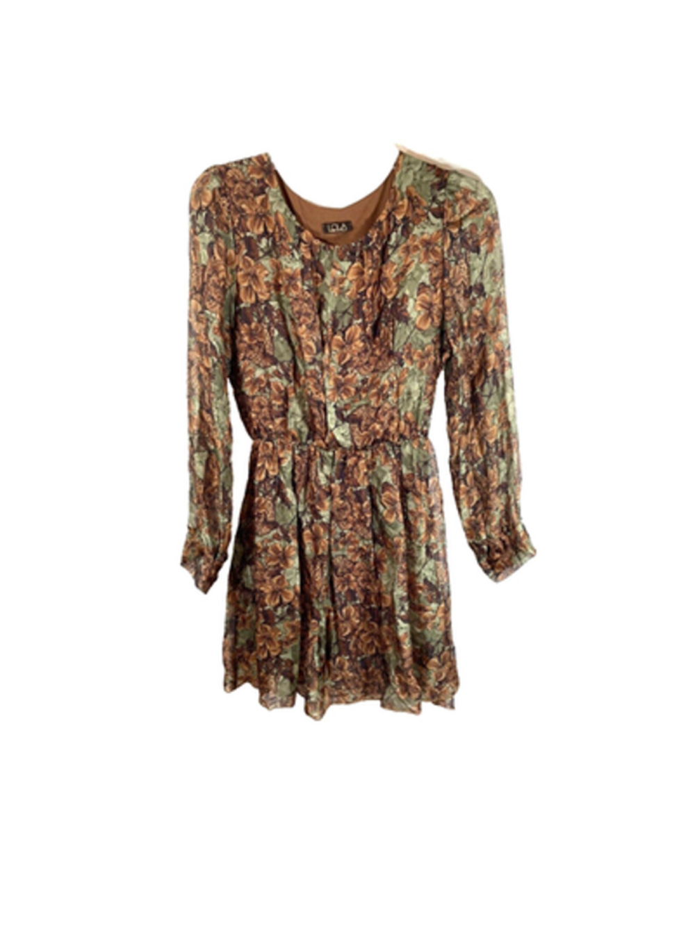 LOLA Italy Silk Blend Long Sleeve Jungle Print Fit & Flare Dress Sz S